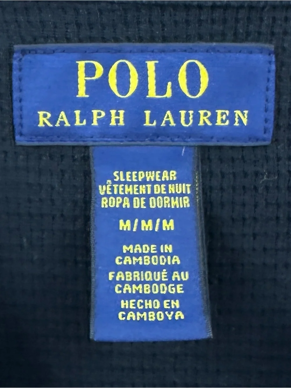 POLO RALPH LAUREN Shirt Waffle Knit Sleepwear Black Red